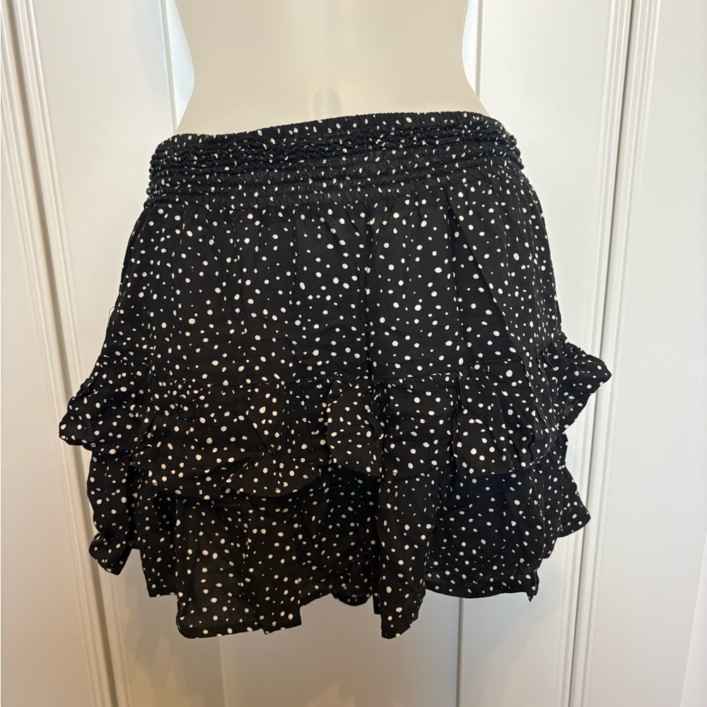 Black Polka Dot Ruffle Skirt